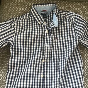 Tommy Hilfiger Navy and White Plaid Shirt
